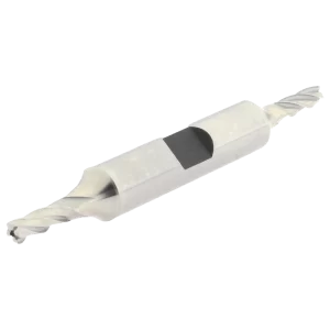 SQUARE END MILL: 5/32" DIA, 7/16" LOC, 4 FLUTE, HIGH SPEED STEEL - 3-1/8" OAL, 3/8" SHANK DIA, 30 DEG HELIX, BRIGHT/UNCOATED COATED, DOUBLE END HERTEL E1051010