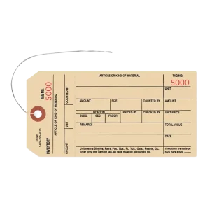 Three-Part Inventory Tags with Adhesive Strip – Tags #5000-5499