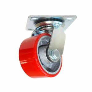 Swivel caster iron core with red polyurethane 4" plate – DOGOTULS zf5062