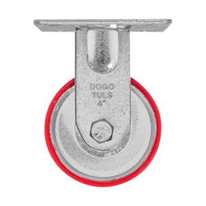 Fixed caster iron core with red polyurethane 4" plate – DOGOTULS zf5058